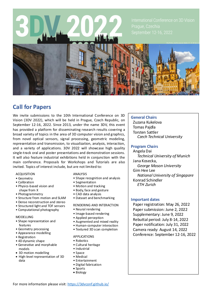 3DV2021 Call for Papers